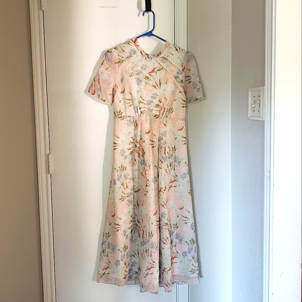 Pink and Cream Hope & Ivy Maternity Midi Dress NWT